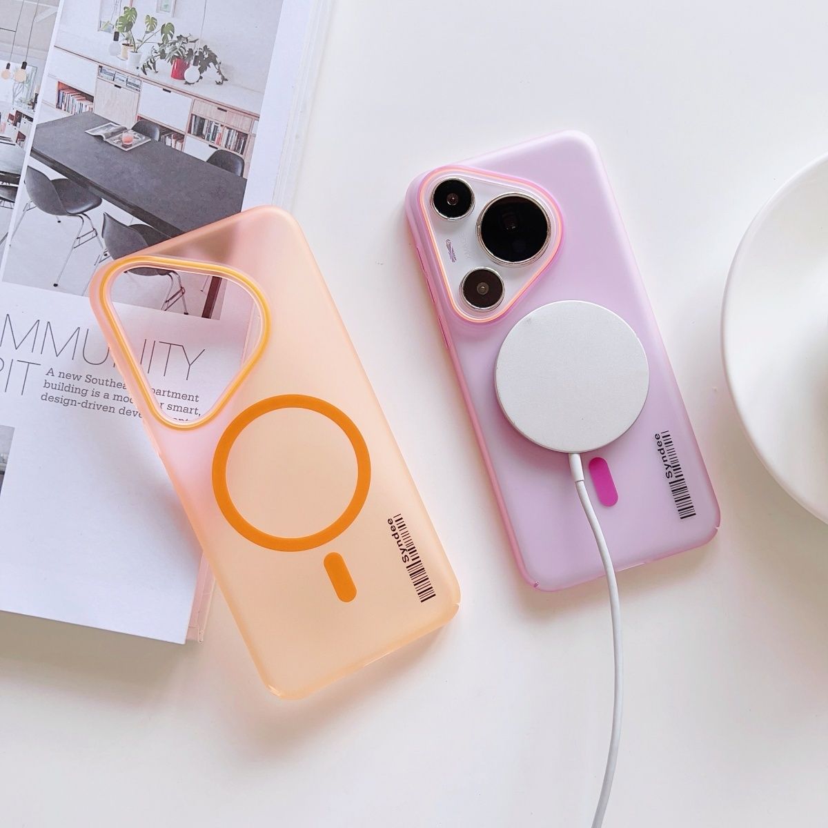 Huawei Pura 70 - Матовый полупрозрачный магнитный защитный чехол для